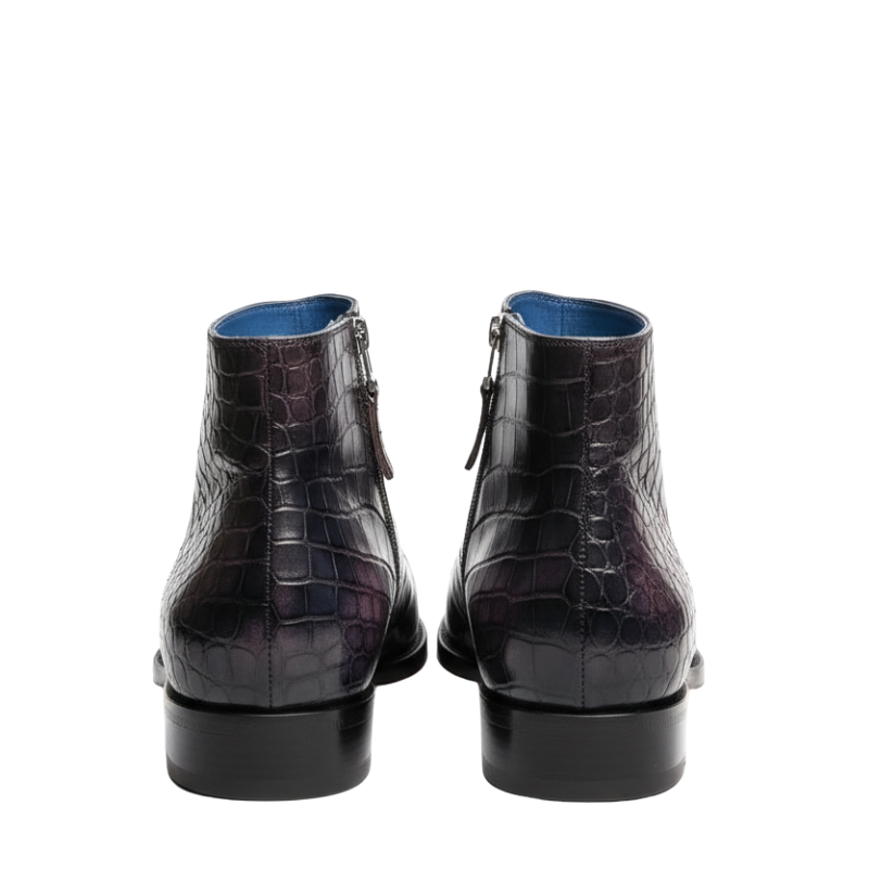 Luxury Eclipse Croc Texture Zip Boots