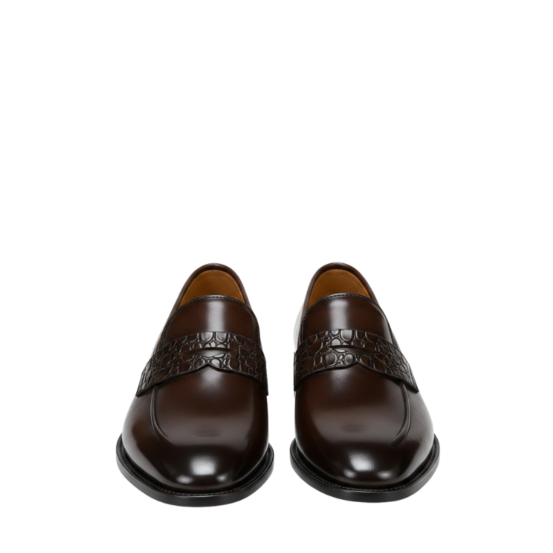 Luxury Elegant Croc Strap Leather Loafers