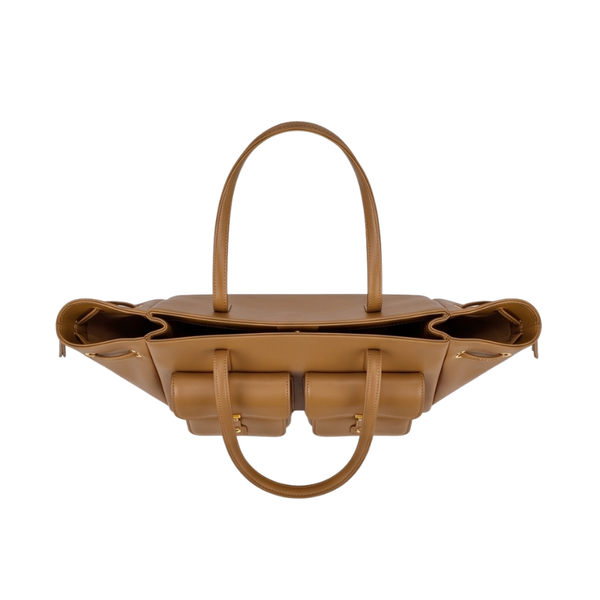 Luxury Elegant Double Pocket Leather Tote Bag
