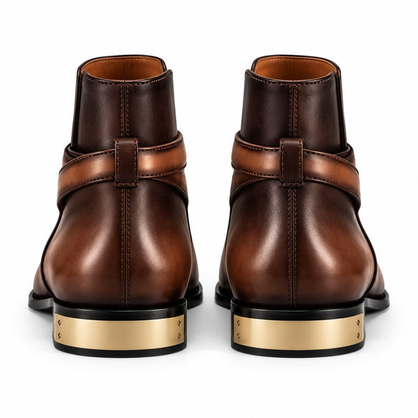 Luxury Italian Cross Strap Leather Ankle Boots