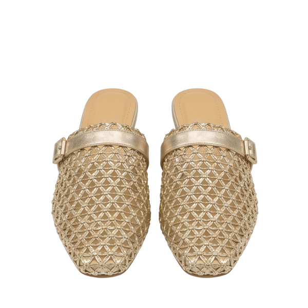 Luxury Metallic Woven Buckle Mule