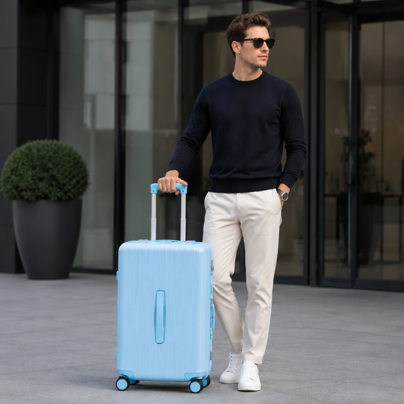 Luxury Ribbed Hard-Shell Cabin Trolley Bag