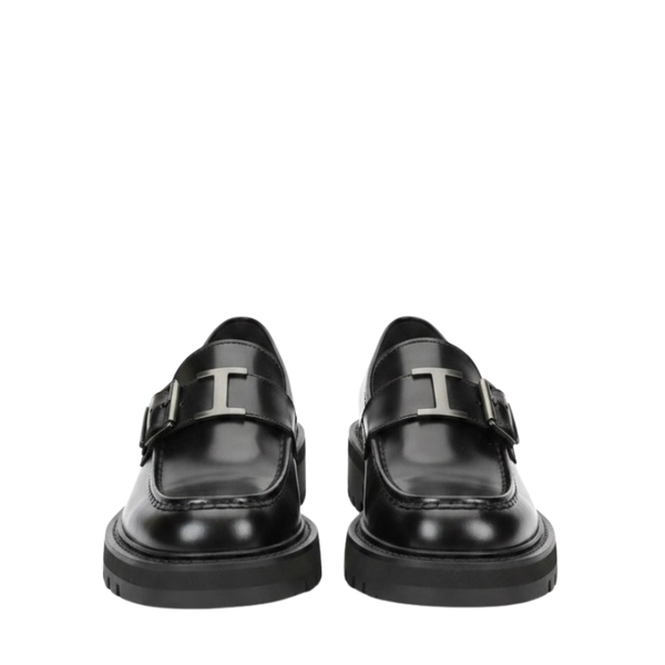 Luxury Rugged Buckle Leather Loafers
