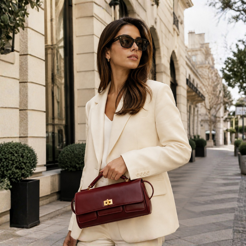 Luxury Structured Twist-Lock Top Handle Square Hand & Crossbody Bag