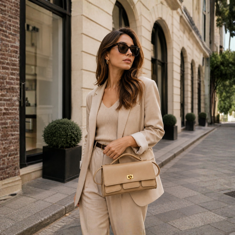 Luxury Structured Twist-Lock Top Handle Square Hand & Crossbody Bag