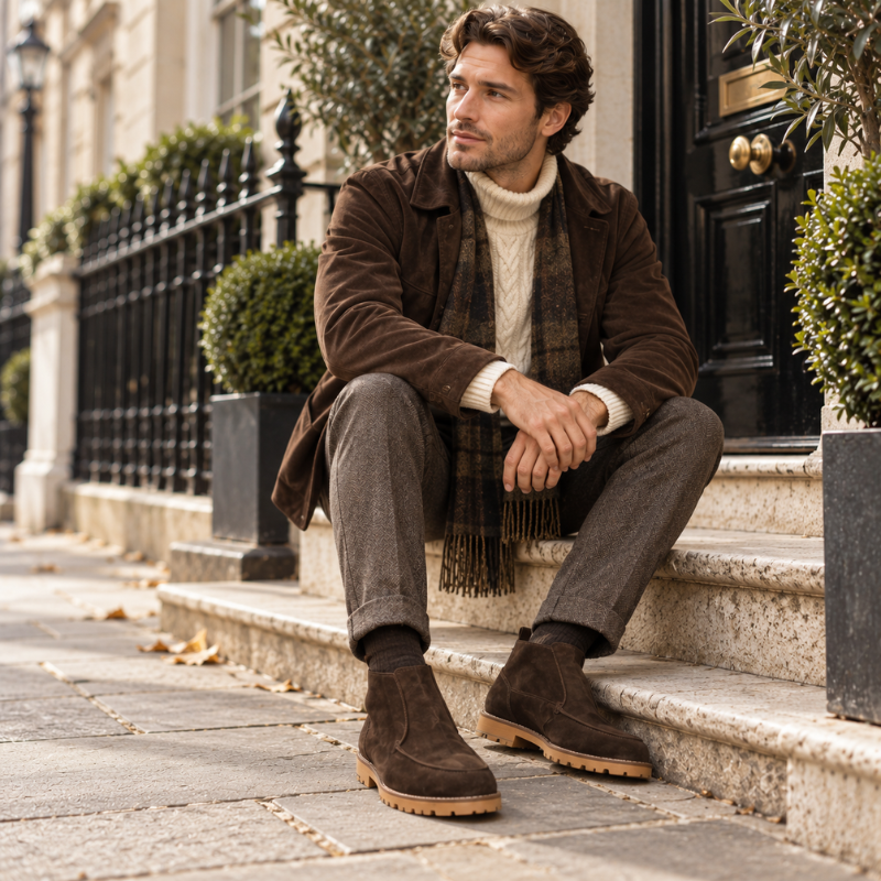 Luxury Suede Moc-Toe Ankle Boots