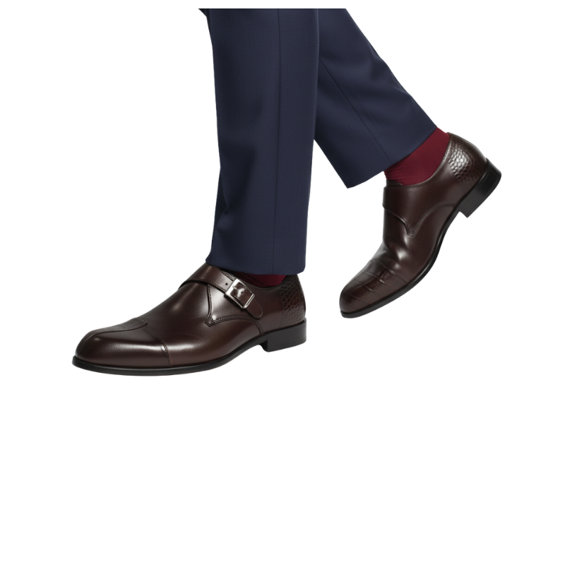 Magnora Croc Cap Monk Strap Shoes