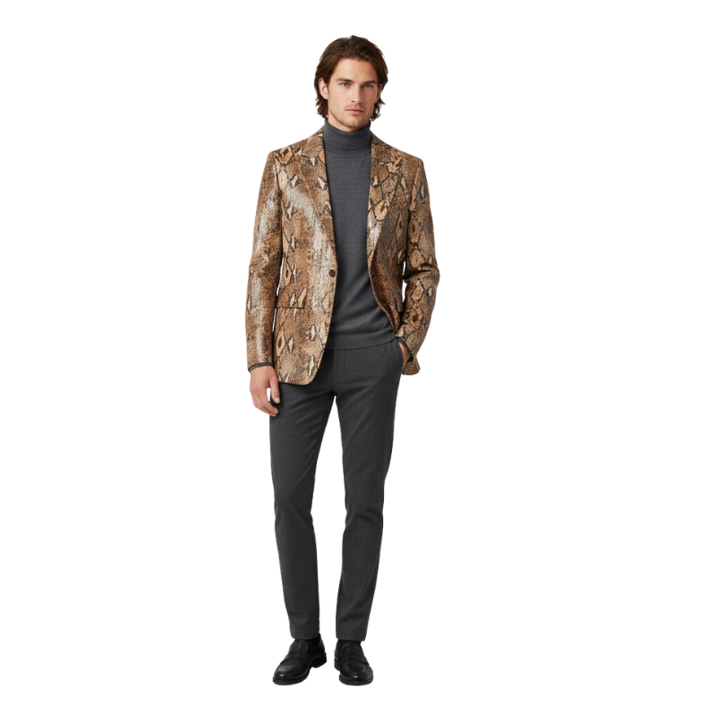Serpent Skin Print Luxe Python Blazer