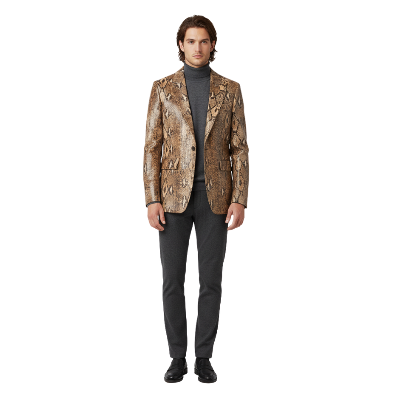 Serpent Skin Print Luxe Python Blazer