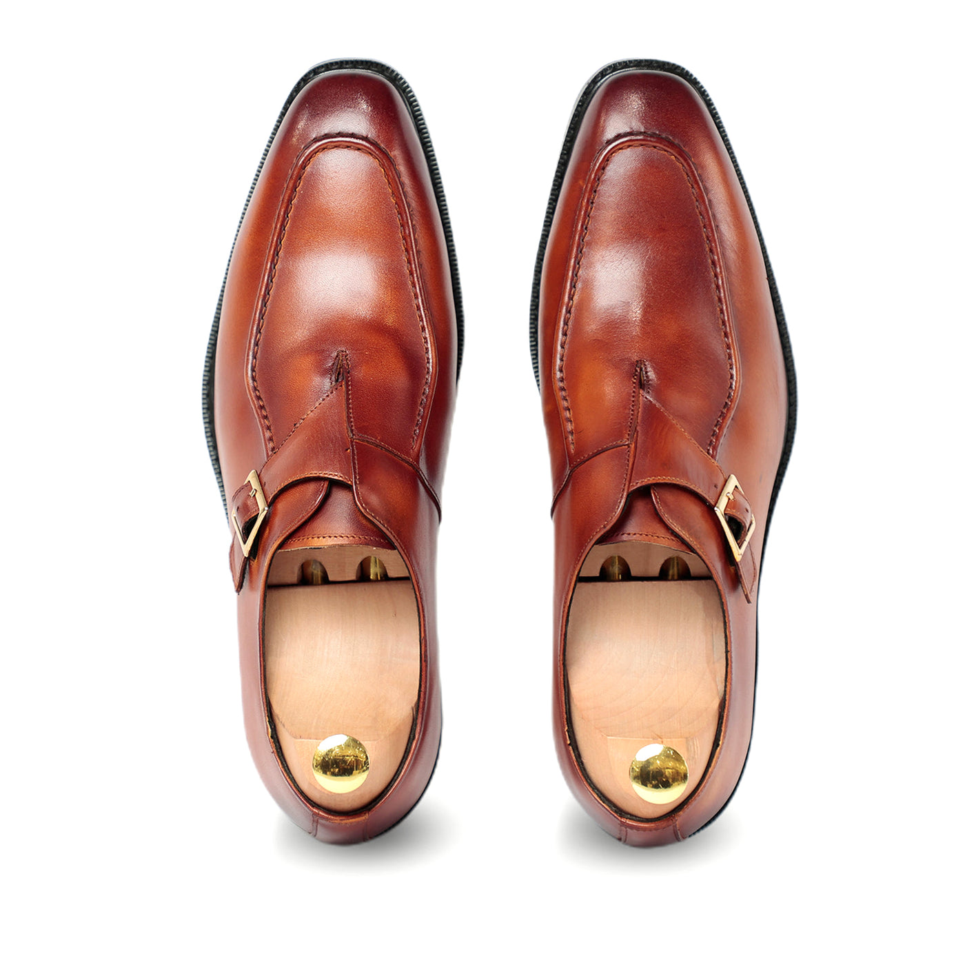 Melvin Plain Leather Single MonkStraps Shoe Black