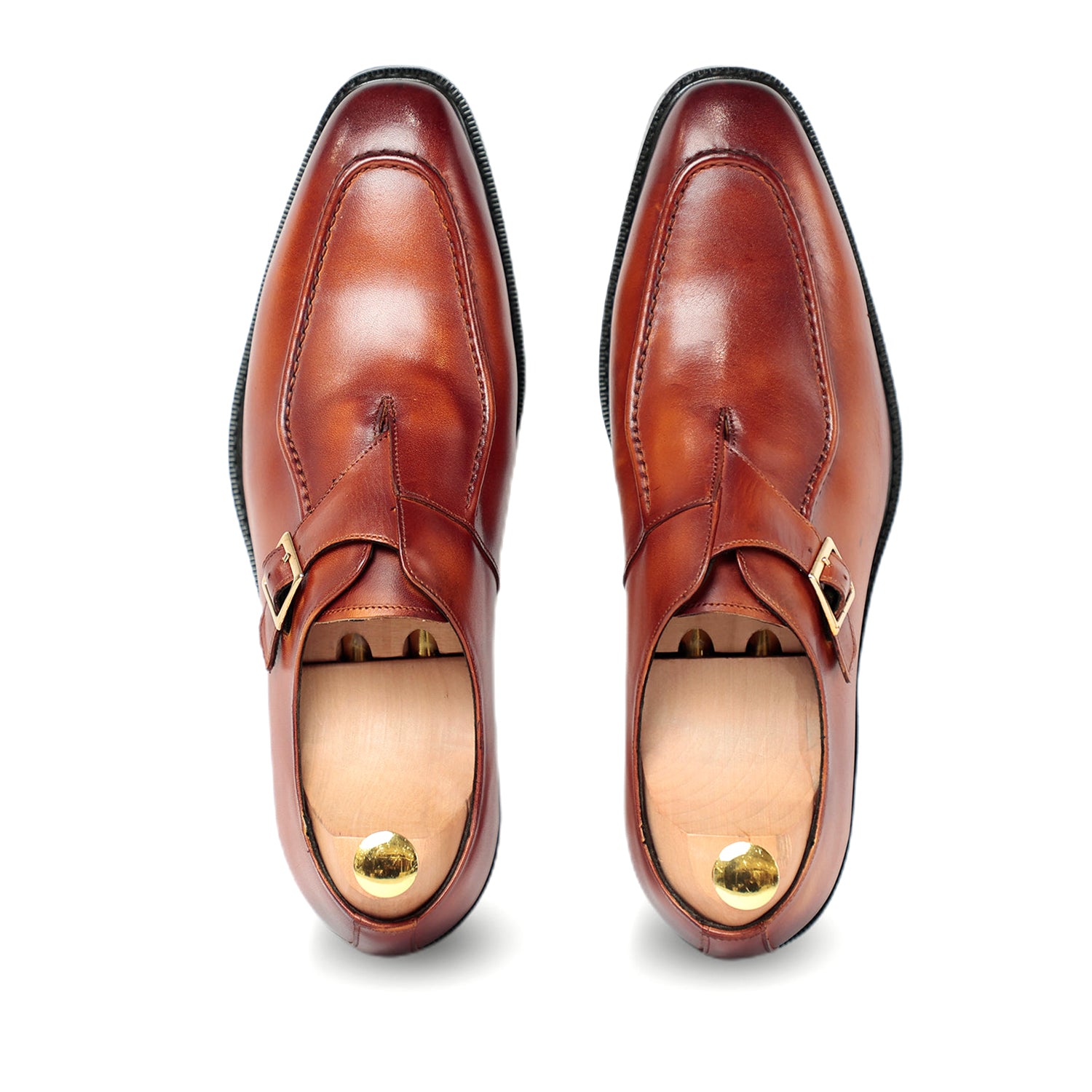 Melvin Plain Leather Single MonkStraps Shoe Tan