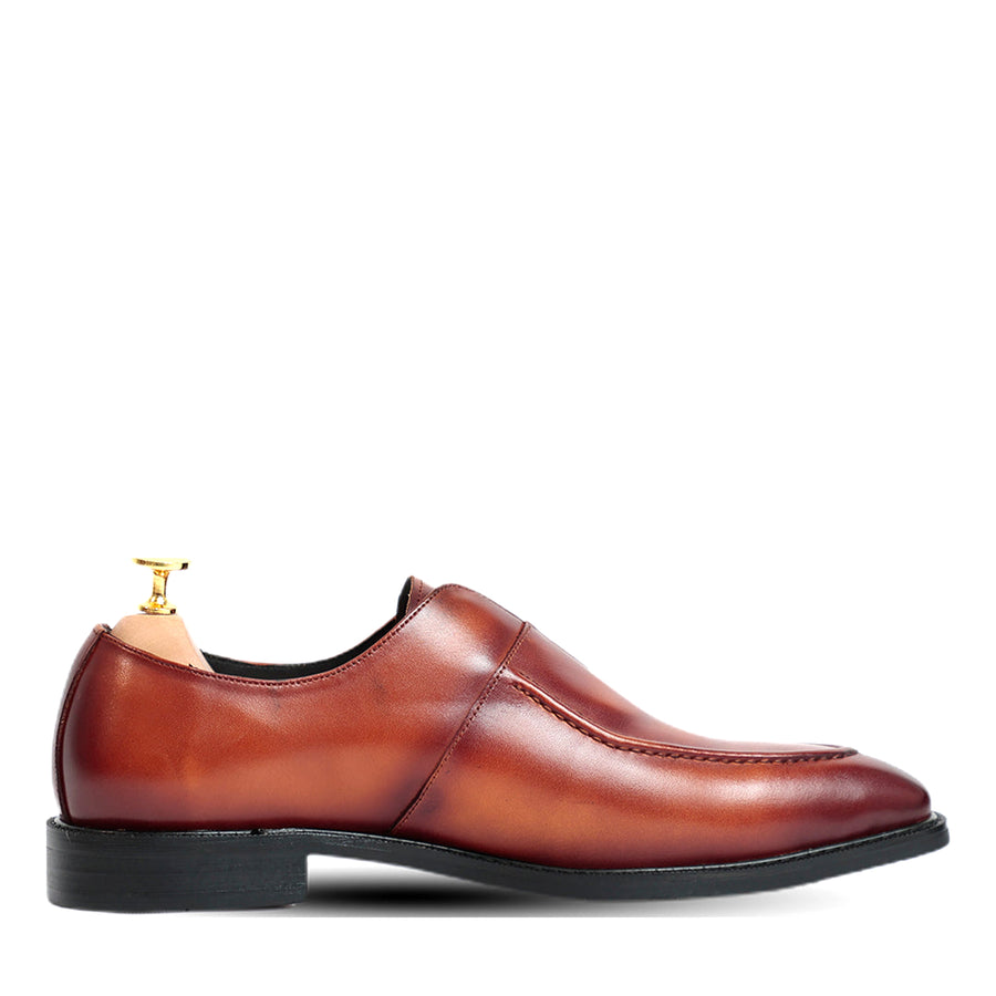 Melvin Plain Leather Single MonkStraps Shoe Black