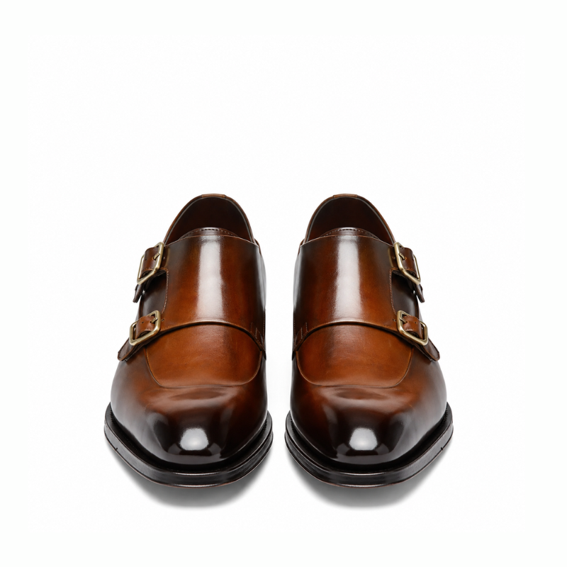 Men Cap Toe Double Strap Monk Shoe