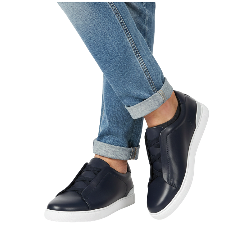Men Smart Casual Leather Italian Triple Stitch Sneaker