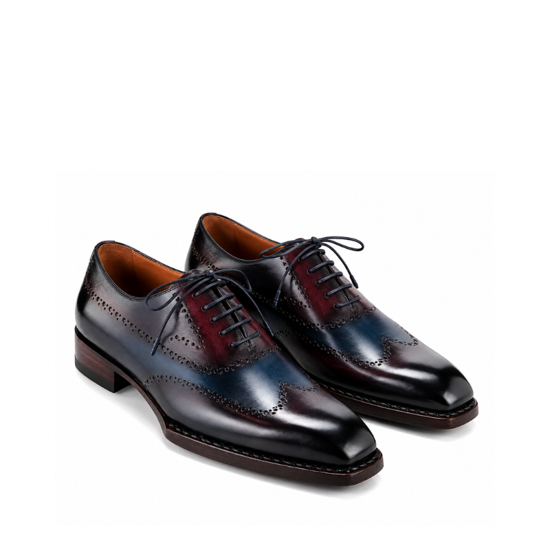 Men's Solid Leather Wingtip Oxford Shoes