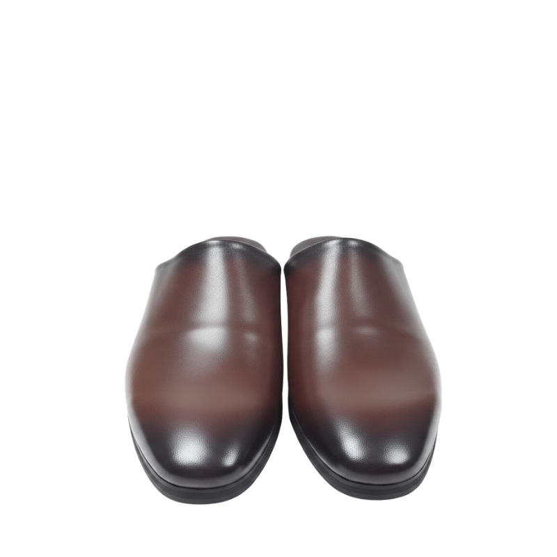 Men Striped Slip On Leather Slippers