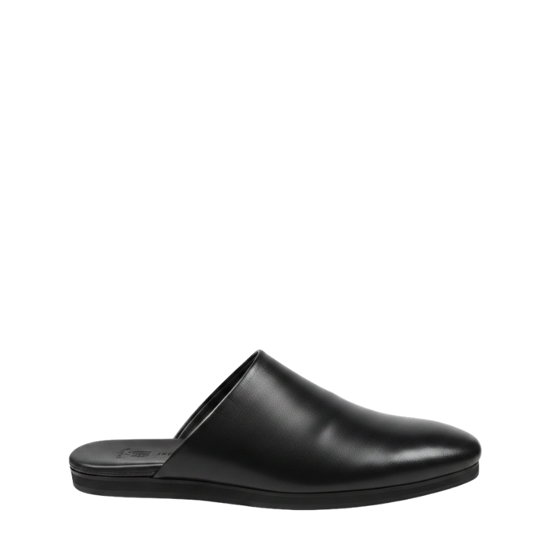 Men Striped Slip On Leather Slippers