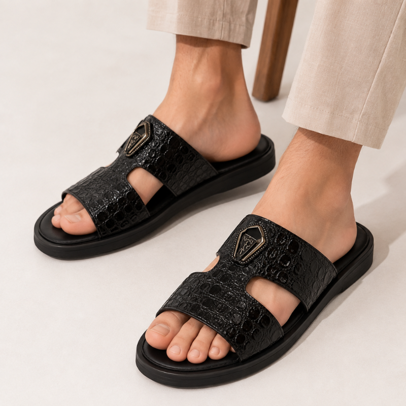 Men's Croc Textured Premium Slide Sandal