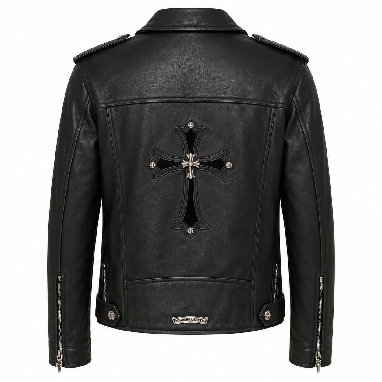 Men's Gothic Cross Leather Biker Jacket