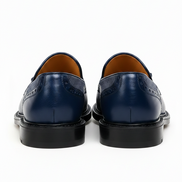 Mens Leather Tassel Loafer with Dual Textured Elegance