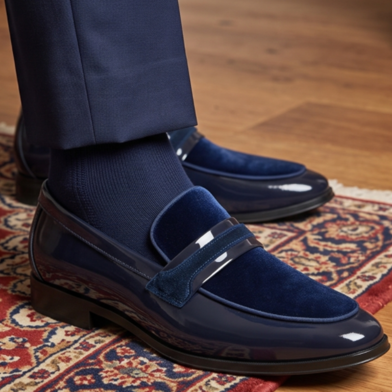 Men s Luxury Leather Loafer Blue