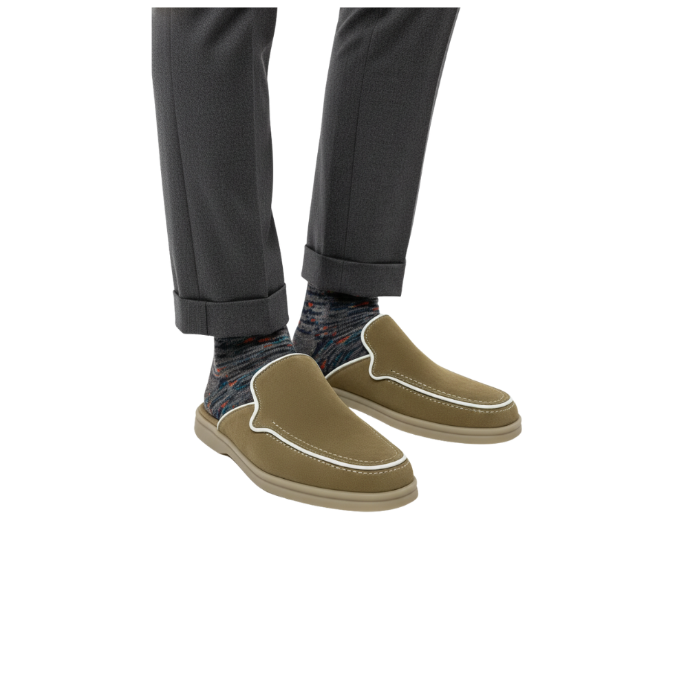 Relax Luxe Trim Suede Mule