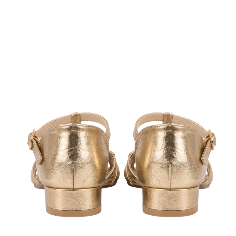 Premium Metallic Woven Ankle Strap Flats