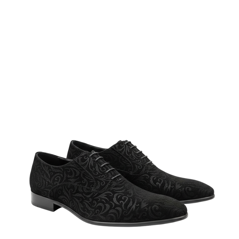 Midnight Baroque Pattern Lace-Up Oxfords