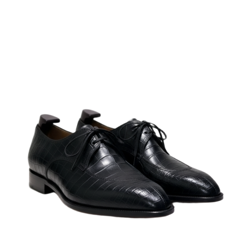 Midnight Croc Lace-Up Oxford Shoes