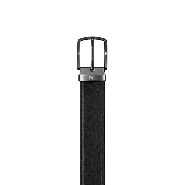 Midnight Ostrich Grain Genuine Leather Belt