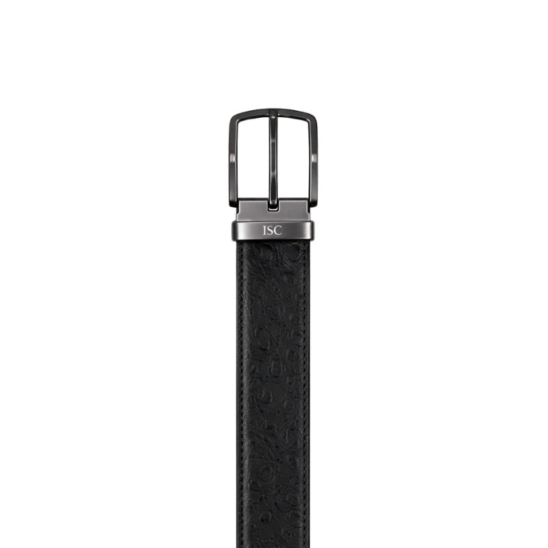 Midnight Ostrich Grain Genuine Leather Belt