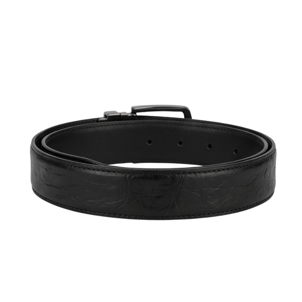 Midnight Ostrich Grain Genuine Leather Belt