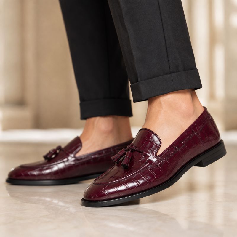 Midnight Croc Tassel Signature Loafers