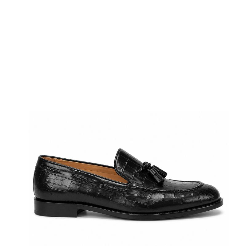 Midnight Croc Tassel Signature Loafers