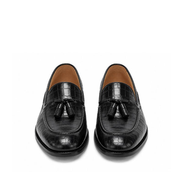 Midnight Croc Tassel Signature Loafers