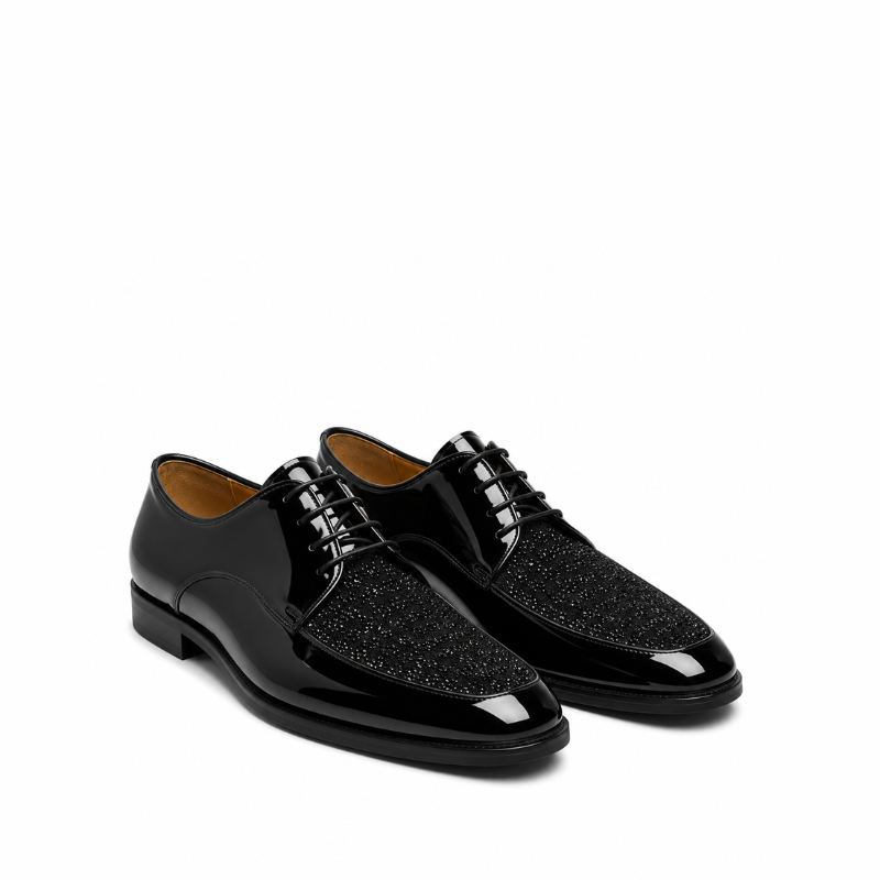 Midnight Patent Glitter Derby Shoes