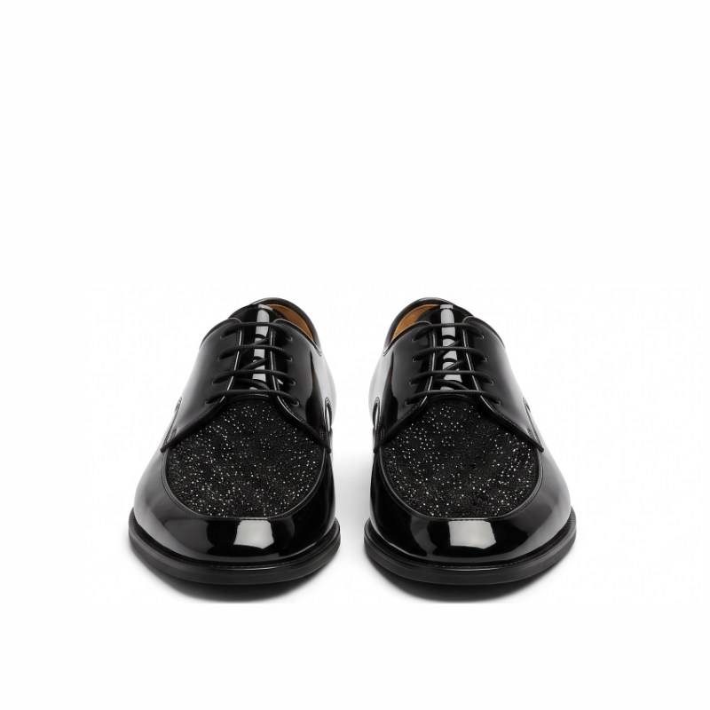 Midnight Patent Glitter Derby Shoes