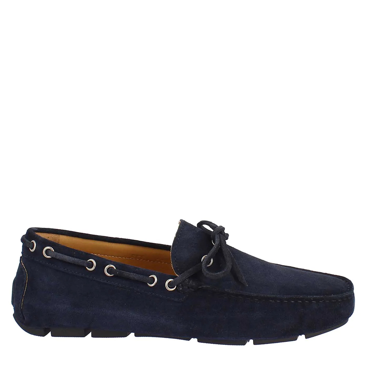 Handmade Carshoe Loafers in Navy Blue Suede