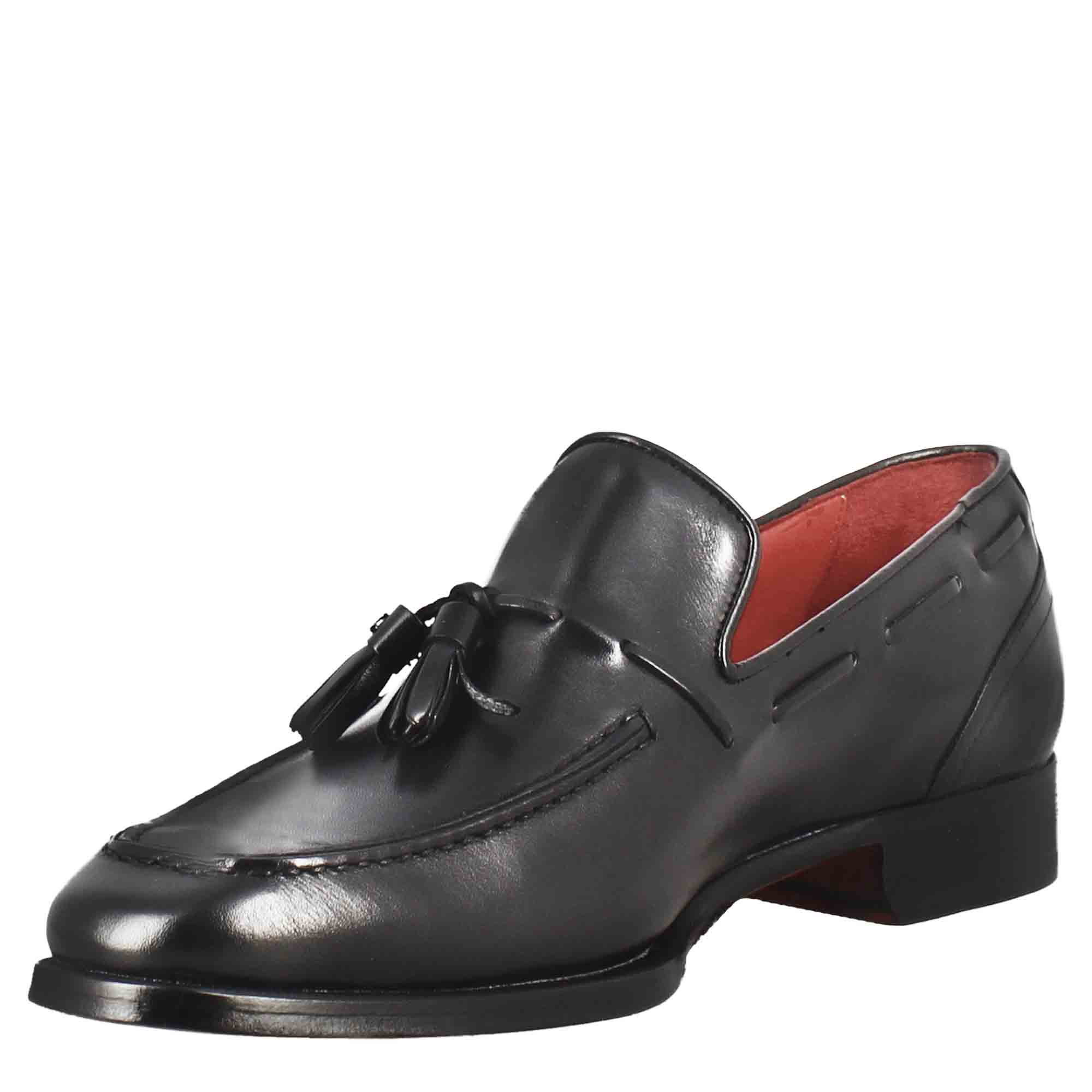 Black Square Toe Moccasin