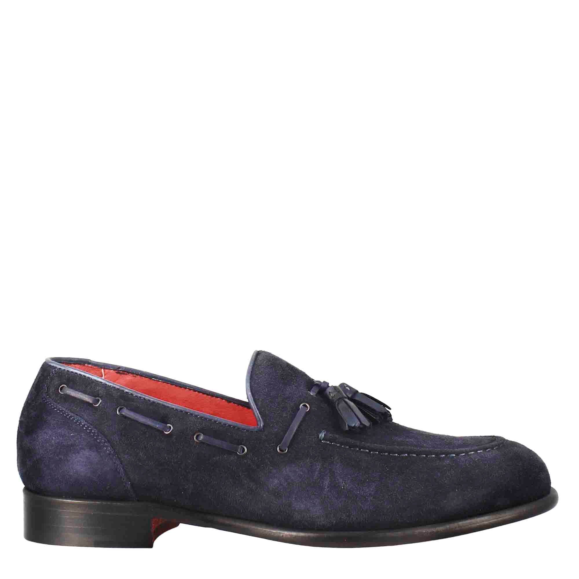 Classic Dark Blue Suede Tassel Loafer