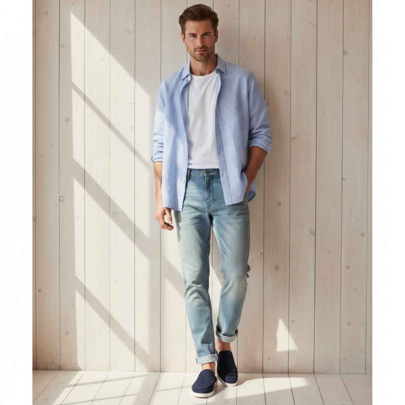 Azure Drift Suede Relaxed Fit Mule