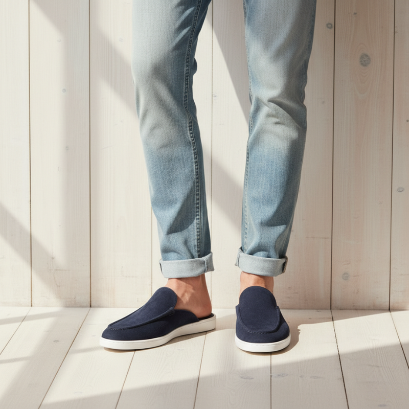 Azure Drift Suede Relaxed Fit Mule