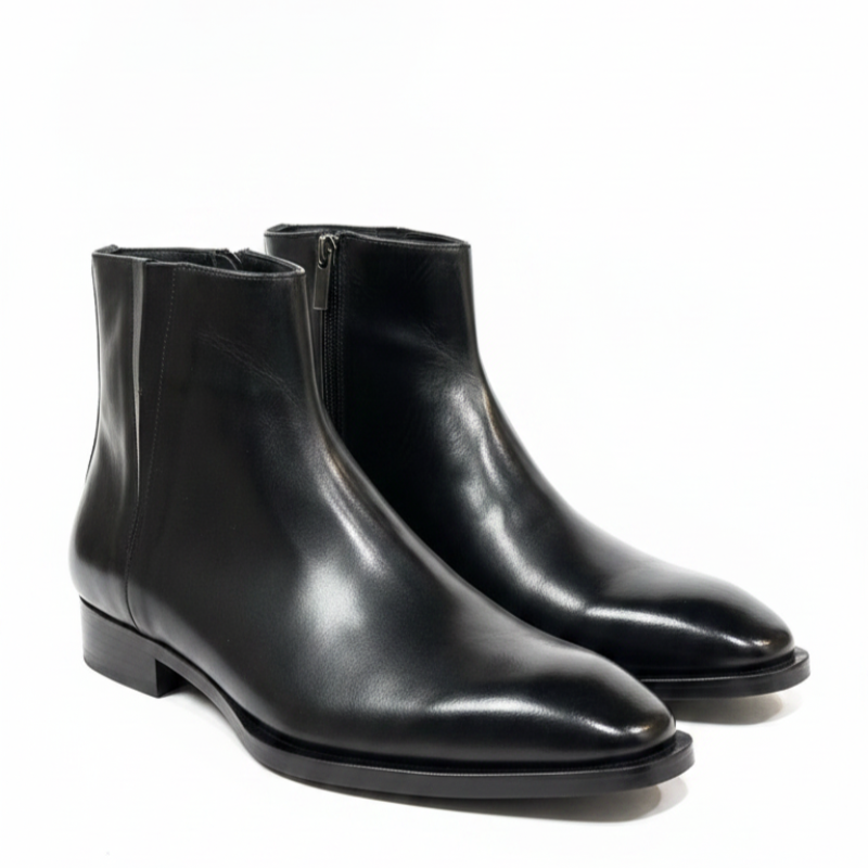 Noble Heritage Minimalist Black Side Zipper Boots