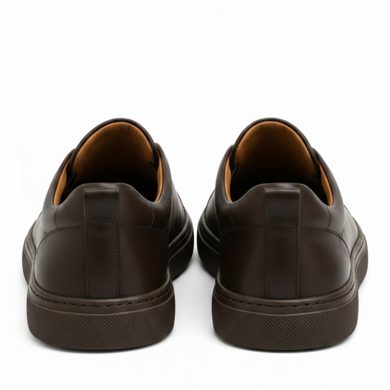 Noir Triple Stitch Leather Sneaker