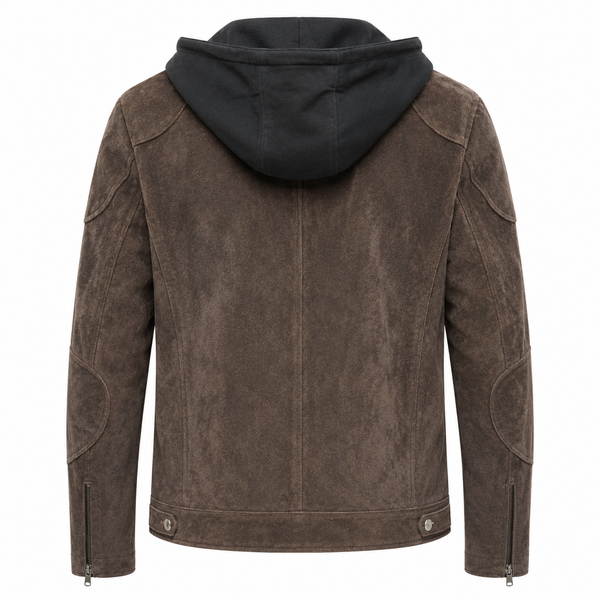 Novaro Suede Hooded Biker Jacket