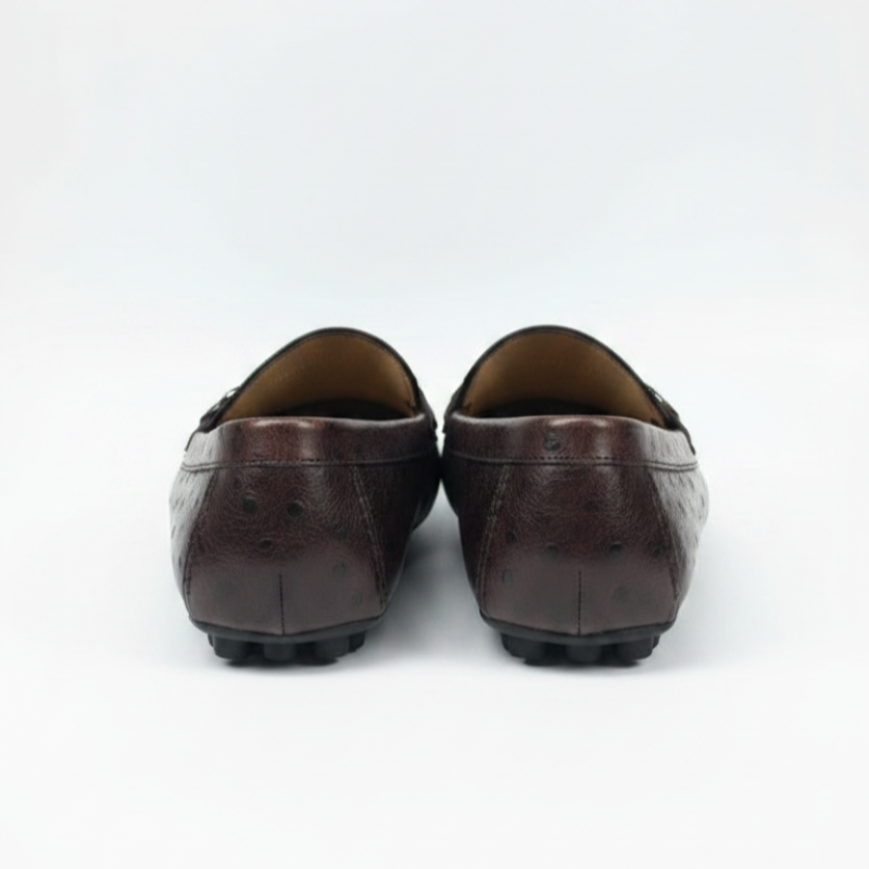 Ostrich Pattern Textured Italian Leather Loafers