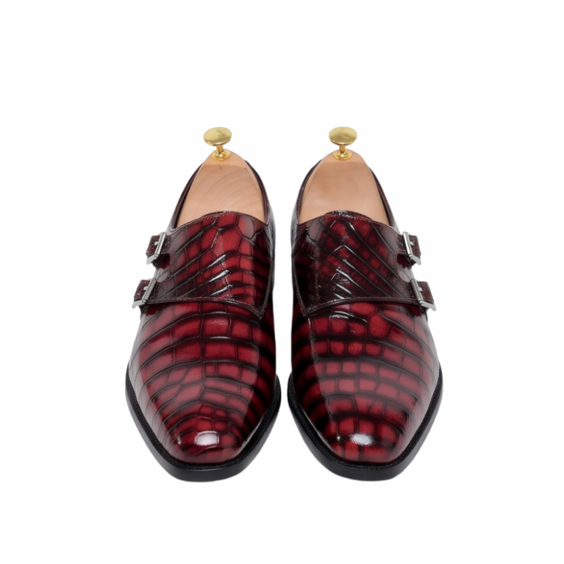 Patent Leather Double Monk Strap Shoes
