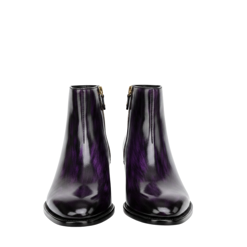 Patina Finish Leather side zip Chelsea Boots
