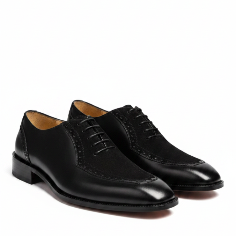 Patina Leather Lace-Up Oxford Shoes For Men