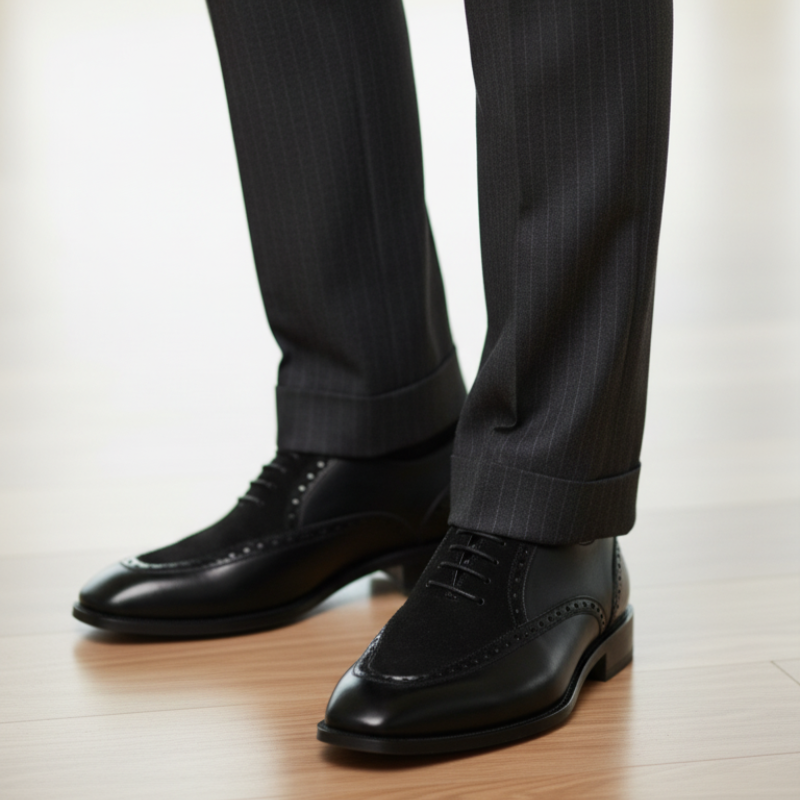 Patina Leather Lace-Up Oxford Shoes For Men